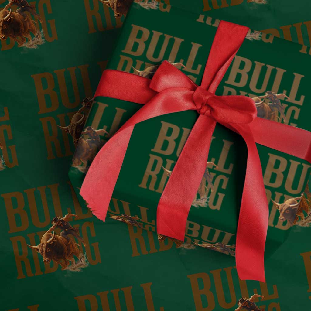 Bull Riding Cowboy Western Texas Rodeo Life Wrapping Paper Roll TS12 Green Print Your Wear