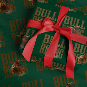 Bull Riding Cowboy Western Texas Rodeo Life Wrapping Paper Roll TS12 Green Print Your Wear