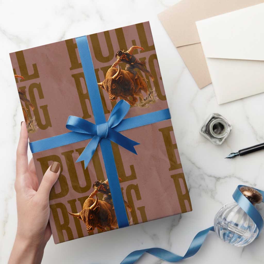 Bull Riding Cowboy Western Texas Rodeo Life Wrapping Paper Roll TS12 Mocha Print Your Wear