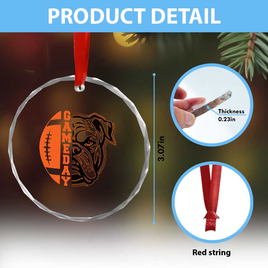 Bulldog Football Lover Crystal Glass Ornament Game Day Fan Lifestyle TS12 Print Your Wear