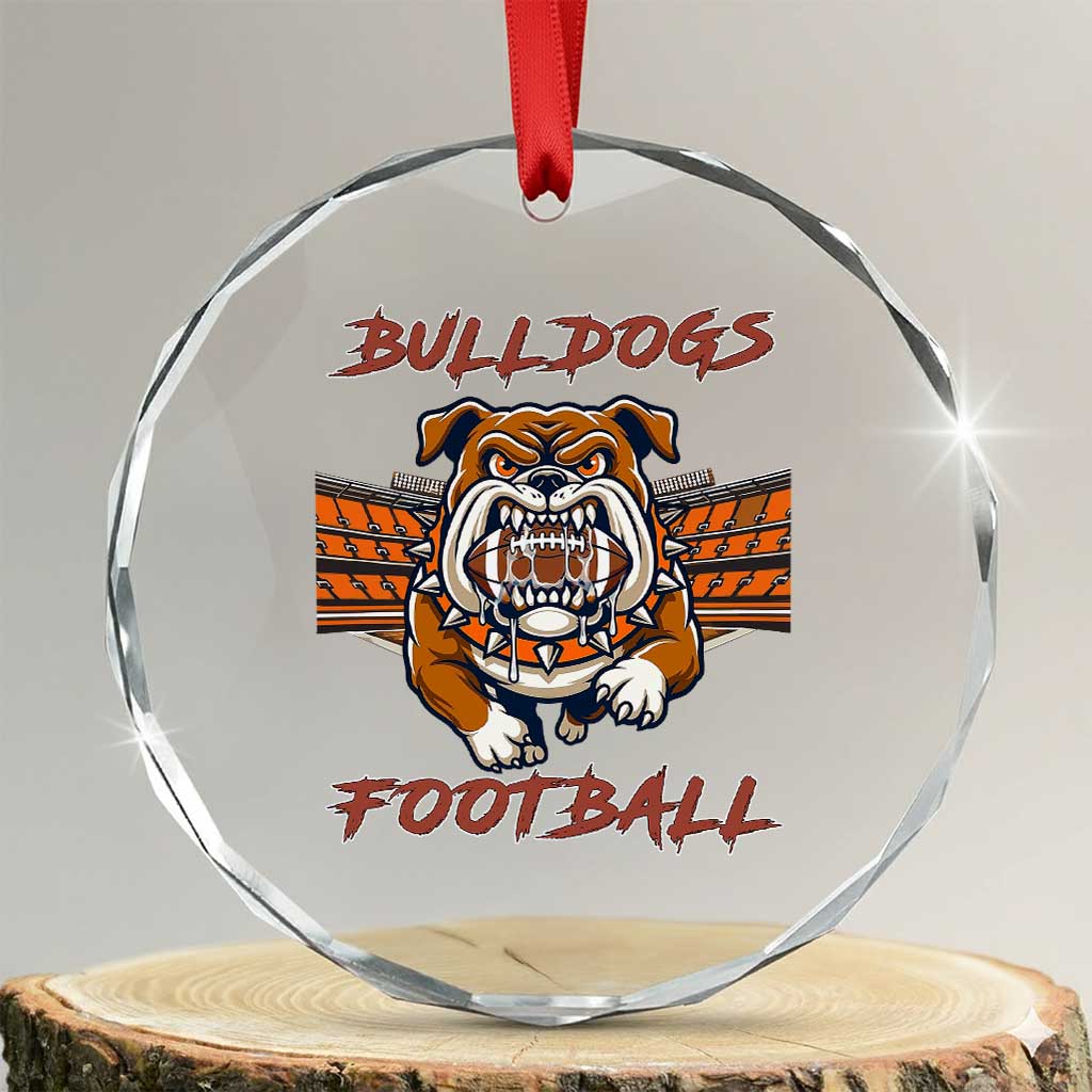 Bulldog Football Lover Crystal Glass Ornament Midwest Game Day Lifestyle TS12 Transparent Glass 3'' Circle Print Your Wear