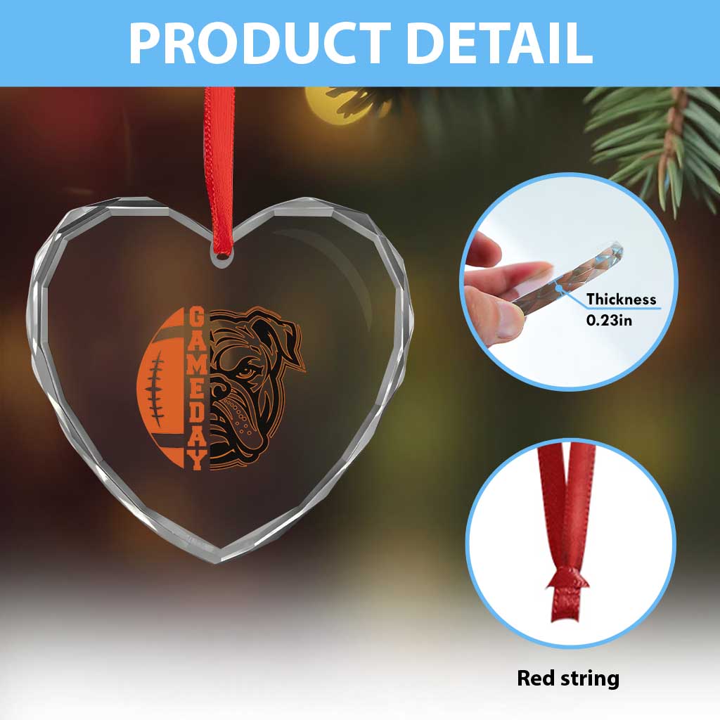 Bulldog Football Lover Heart Crystal Glass Ornament Game Day Fan Lifestyle TS12 Print Your Wear