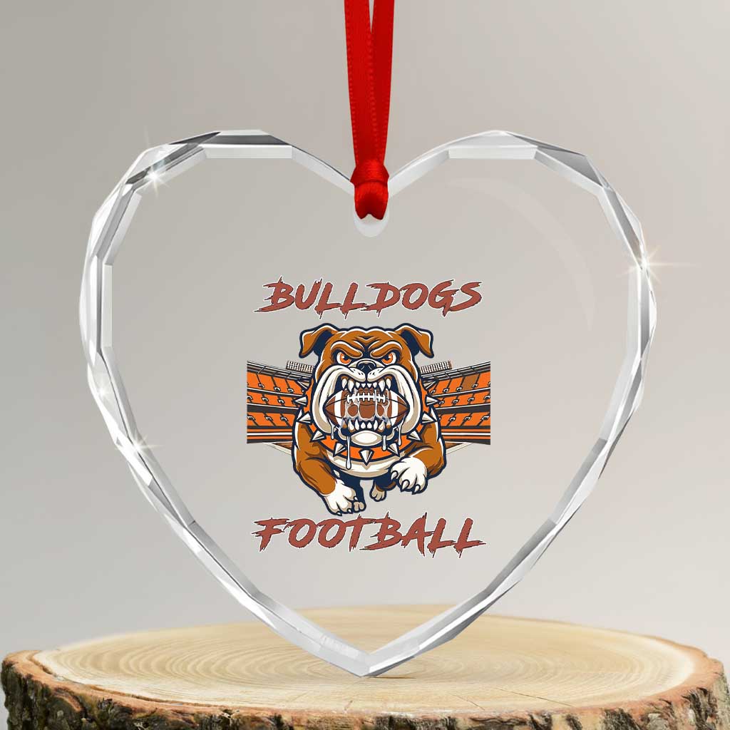 Bulldog Football Lover Heart Crystal Glass Ornament Midwest Game Day Lifestyle TS12 Transparent Glass 3'' Heart Print Your Wear