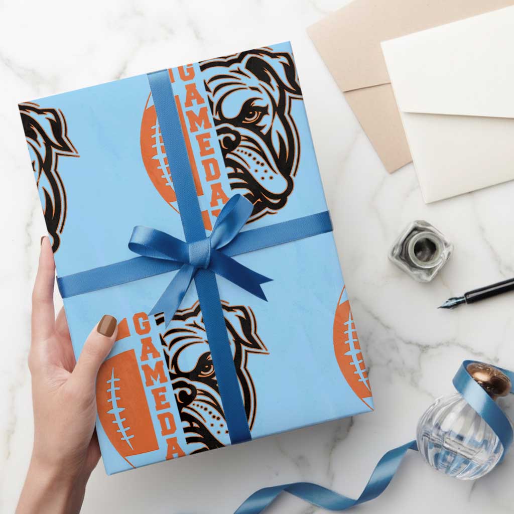 Bulldog Football Lover Wrapping Paper Roll Game Day Fan Lifestyle TS12 Light Blue Print Your Wear