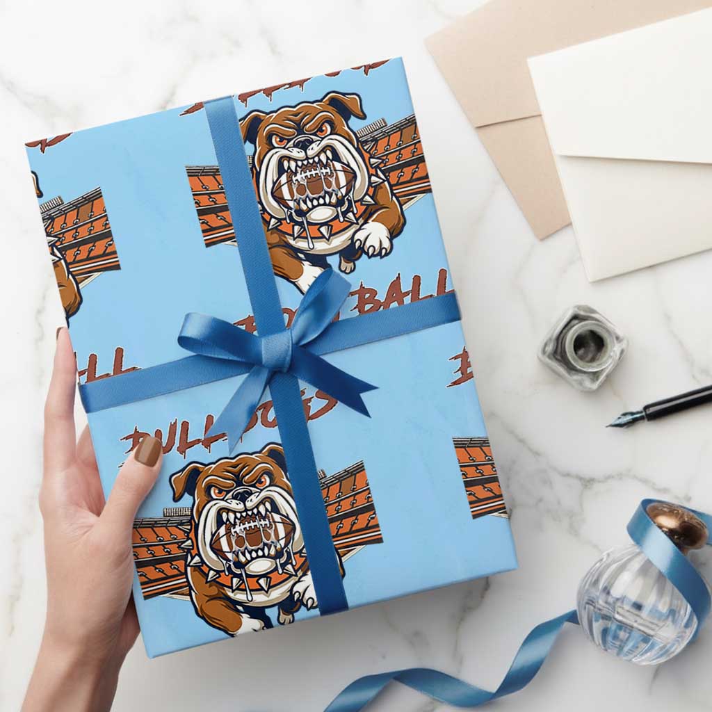Bulldog Football Lover Wrapping Paper Roll Midwest Game Day Lifestyle TS12 Light Blue Print Your Wear