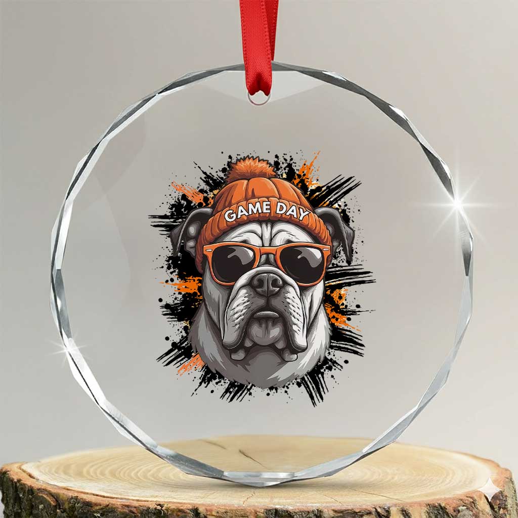 Bulldog Football Spirit Crystal Glass Ornament Game Day Dog Lover Gift TS12 Transparent Glass 3'' Circle Print Your Wear