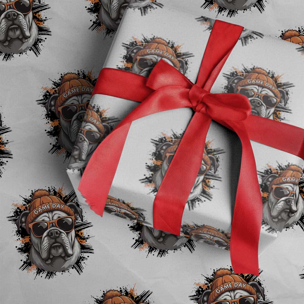 Bulldog Football Spirit Wrapping Paper Roll Game Day Dog Lover Gift TS12 White Print Your Wear