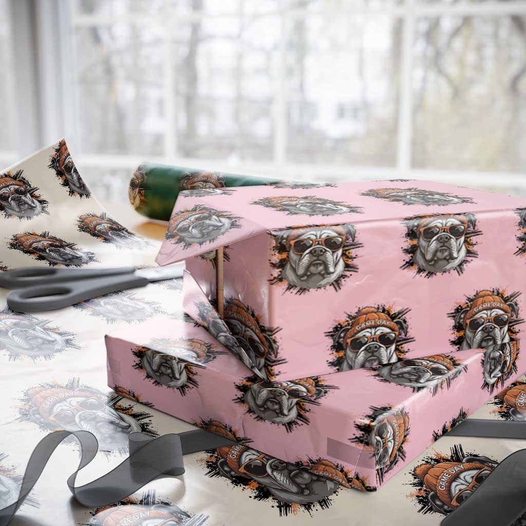 Bulldog Football Spirit Wrapping Paper Roll Game Day Dog Lover Gift TS12 Light Pink Print Your Wear