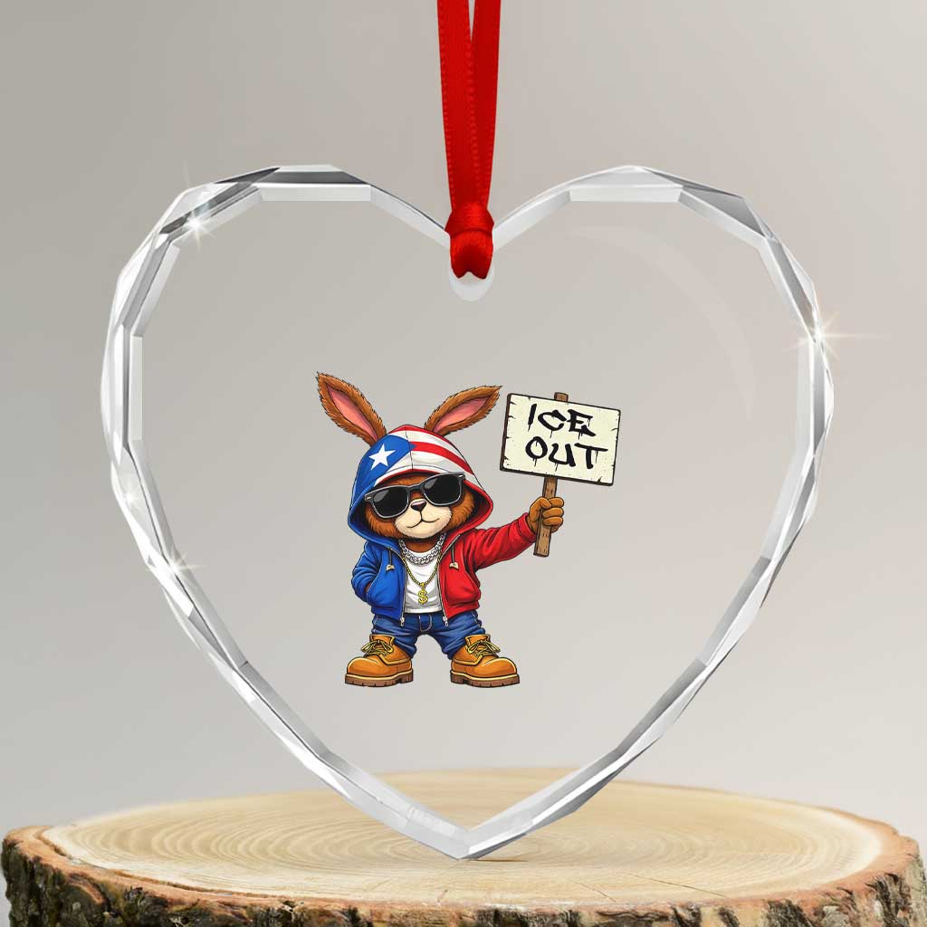 Bunny Ice Out Heart Crystal Glass Ornament Protest Equality Puerto Rican Flag Hoodie TS10 Transparent Glass 3'' Heart Print Your Wear