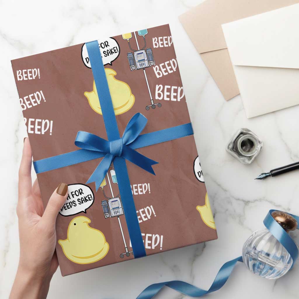 Bunny Nurse Wrapping Paper Roll Funny Peep Nursing Easter Nurse Gift TS10 Mocha Print Your Wear