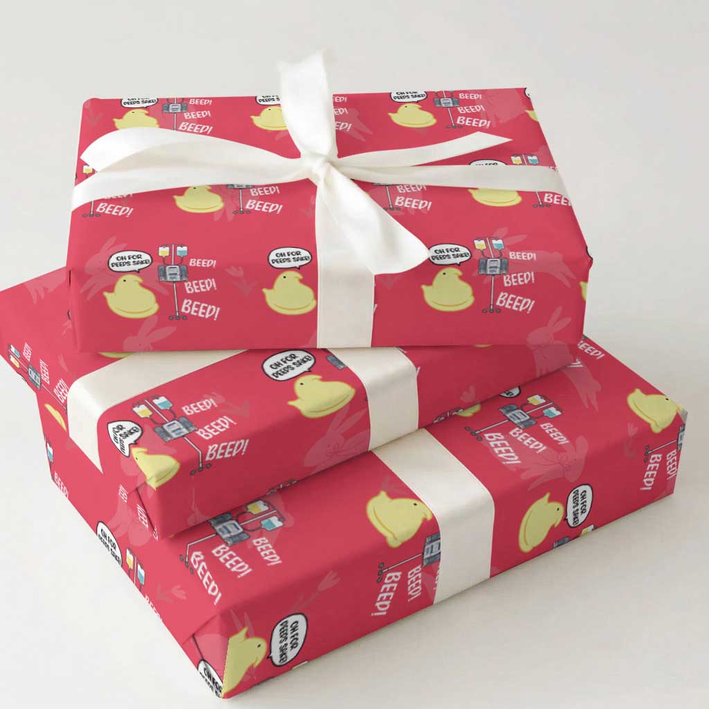 Bunny Nurse Wrapping Paper Roll Funny Peep Nursing Easter Nurse Gift TS10 Red Print Your Wear