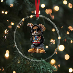 Bunny Puerto Rican Flag Crystal Glass Ornament Puerto Rican Taino Boricua Vibes TS10 Print Your Wear