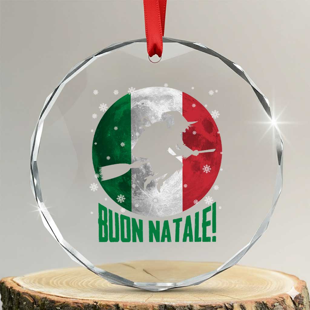 Buon Natale Italian Christmas Crystal Glass Ornament La Befana Italian Folklore Witch TS11 Transparent Glass 3'' Circle Print Your Wear