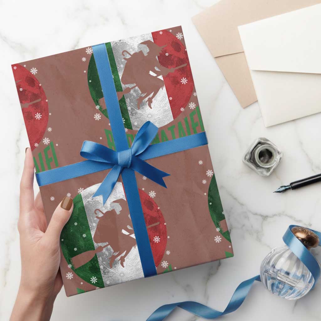 Buon Natale Italian Christmas Wrapping Paper Roll La Befana Italian Folklore Witch TS11 Mocha Print Your Wear
