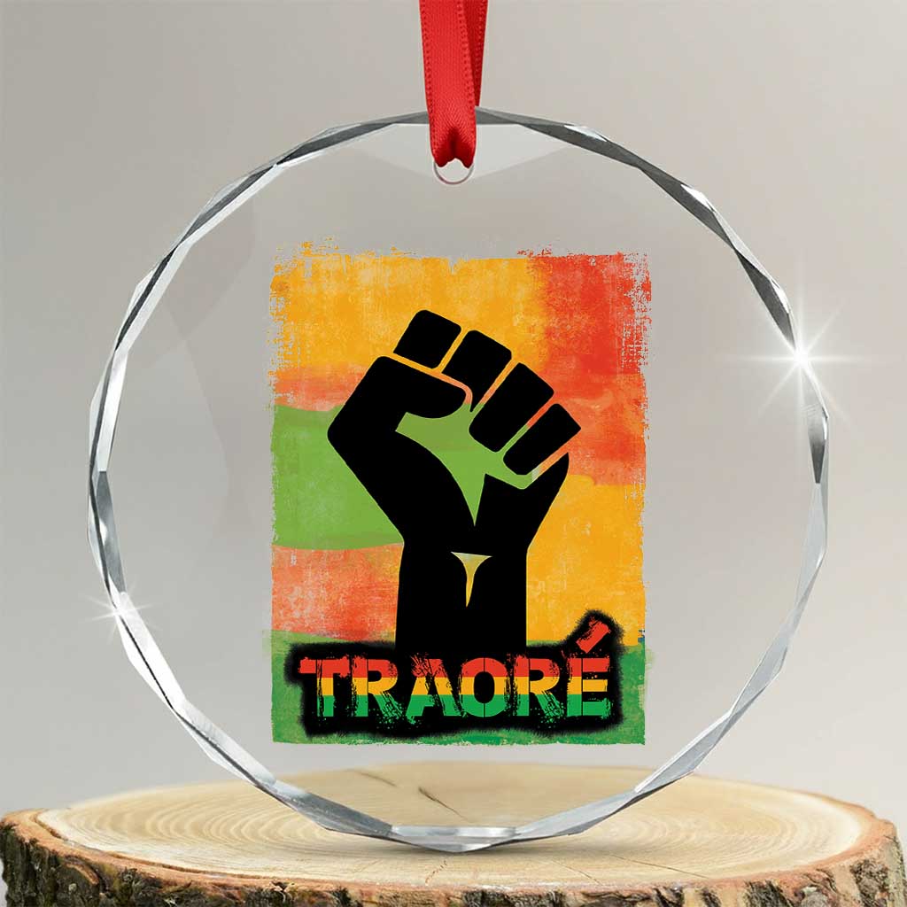 Burkina Faso Ibrahim Traoré Crystal Glass Ornament TS10 Transparent Glass 3'' Circle Print Your Wear
