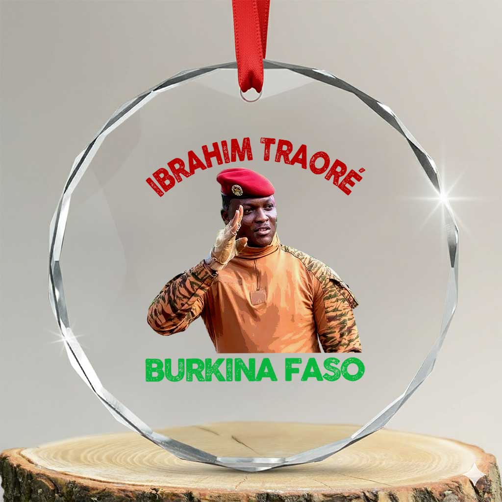 Burkina Faso Ibrahim Traoré Thomas Sankara Crystal Glass Ornament TS10 Transparent Glass 3'' Circle Print Your Wear