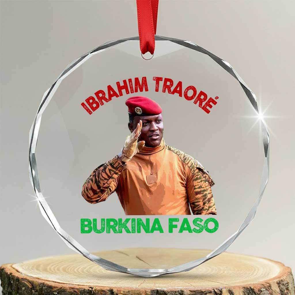 Burkina Faso Ibrahim Traoré Thomas Sankara Crystal Glass Ornament TS10 Transparent Glass 3'' Circle Print Your Wear