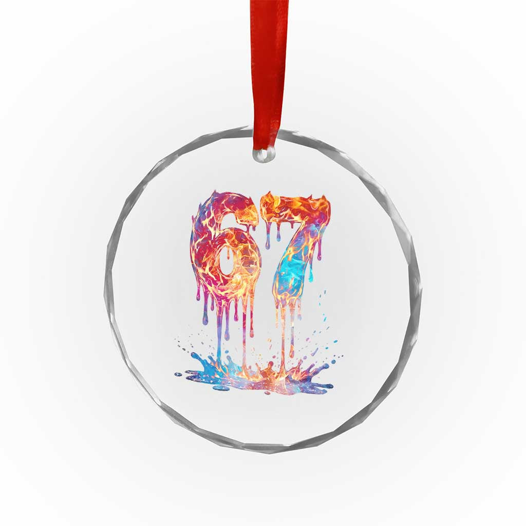 Burning Six Seven Crystal Glass Ornament Drip Fire Flame Meme TS12 Print Your Wear
