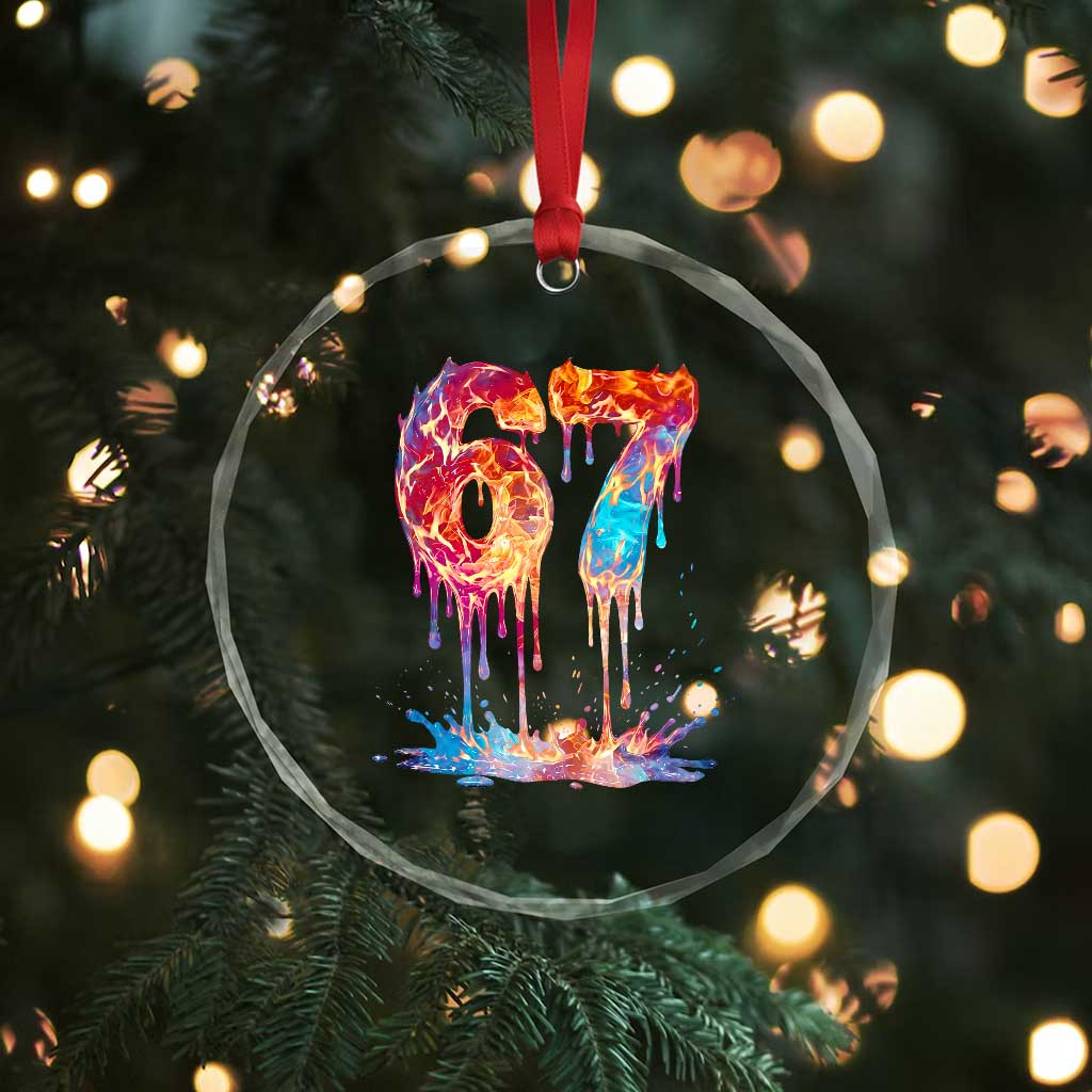 Burning Six Seven Crystal Glass Ornament Drip Fire Flame Meme TS12 Print Your Wear