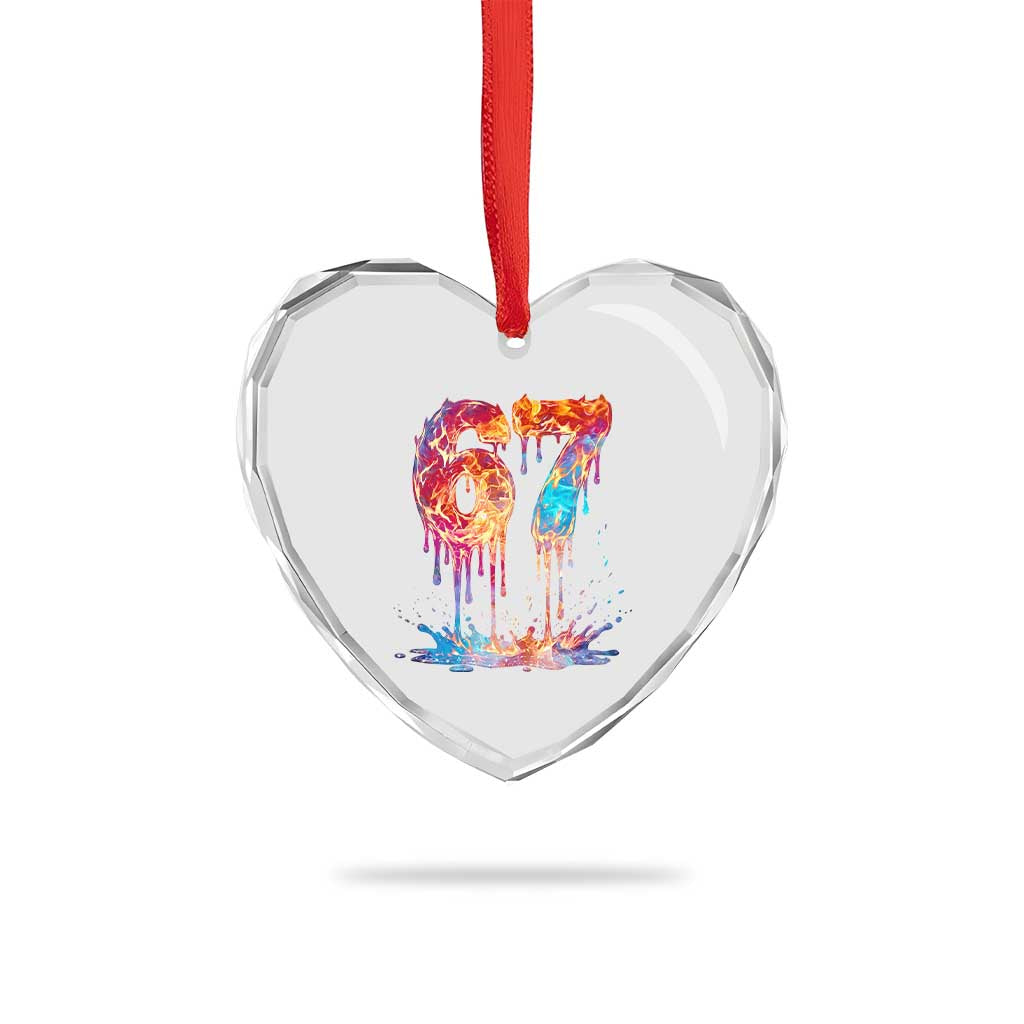 Burning Six Seven Heart Crystal Glass Ornament Drip Fire Flame Meme TS12 Print Your Wear