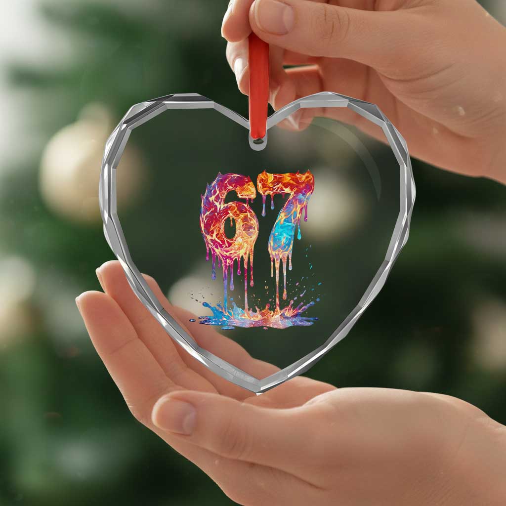 Burning Six Seven Heart Crystal Glass Ornament Drip Fire Flame Meme TS12 Print Your Wear