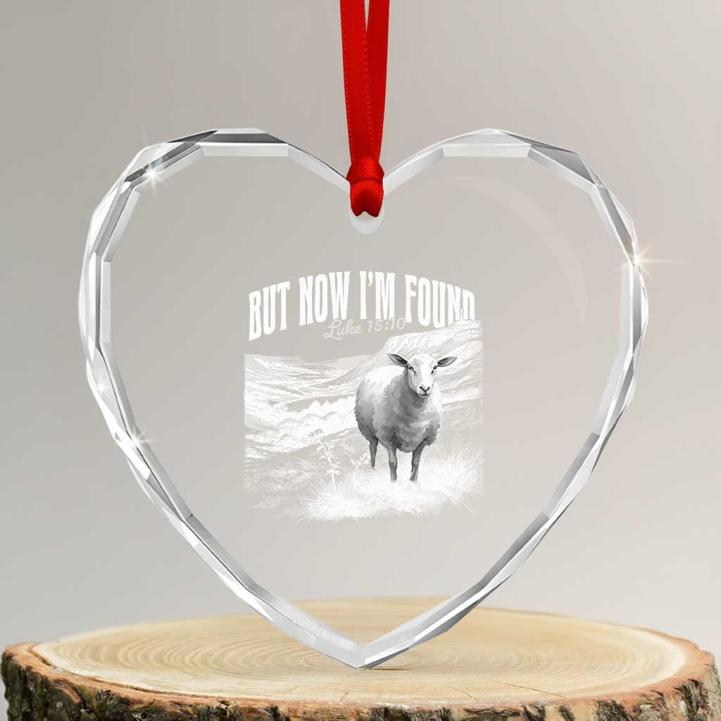 But Now I'm Found Heart Crystal Glass Ornament Christian Faith Sheep TS11 Transparent Glass 3'' Heart Print Your Wear