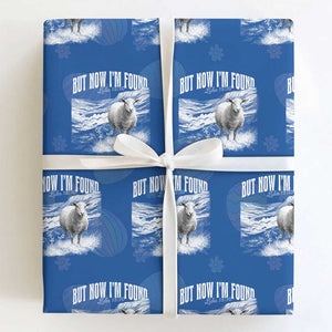 But Now I'm Found Wrapping Paper Roll Christian Faith Sheep TS11 Royal Blue Print Your Wear