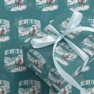 But Now I'm Found Wrapping Paper Roll Christian Faith Sheep TS11 Teal Print Your Wear