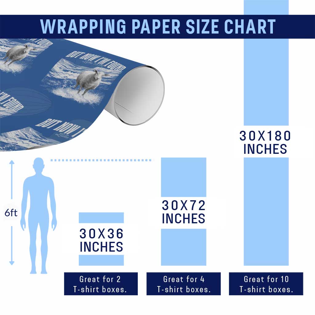 But Now I'm Found Wrapping Paper Roll Christian Faith Sheep TS11 Print Your Wear