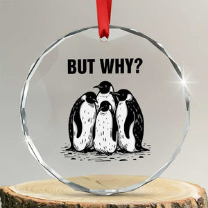 But Why Penguin Crystal Glass Ornament Funny Nihilist Hiking TS14 Transparent Glass 3'' Circle Print Your Wear