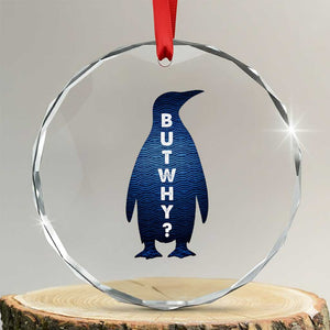 But Why Penguin Crystal Glass Ornament Funny Nihilist Hiking Meme TS14 Transparent Glass 3'' Circle Print Your Wear