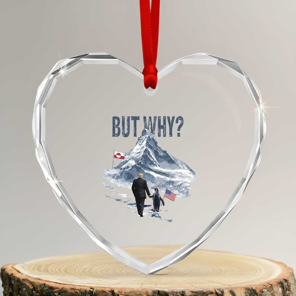 But Why Penguin Heart Crystal Glass Ornament Head Towards The Mountains Penguin Meme TS14 Transparent Glass 3'' Heart Print Your Wear