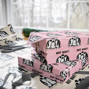 But Why Penguin Wrapping Paper Roll Funny Nihilist Hiking TS14 Light Pink Print Your Wear
