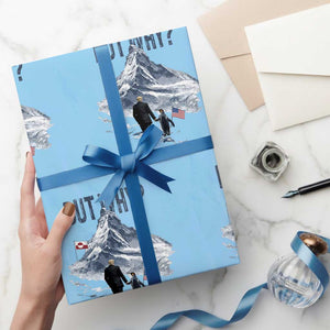 But Why Penguin Wrapping Paper Roll Head Towards The Mountains Penguin Meme TS14 Light Blue Print Your Wear