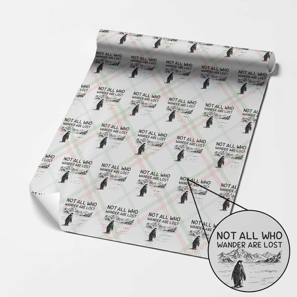 But Why Penguin Wrapping Paper Roll Not All Who Wander Are Lost TS14 Christmas Plaid Print Your Wear