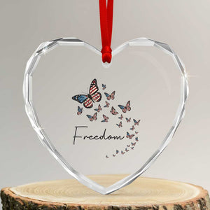 Butterfly Of Freedom American Pride Heart Crystal Glass Ornament TS12 Transparent Glass 3'' Heart Print Your Wear