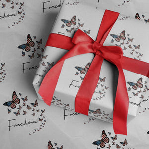 Butterfly Of Freedom American Pride Wrapping Paper Roll TS12 White Print Your Wear