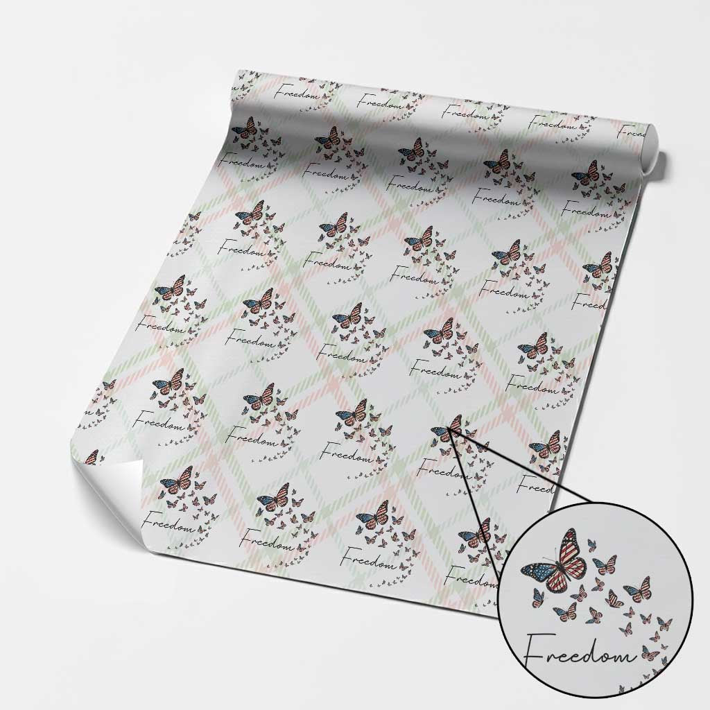 Butterfly Of Freedom American Pride Wrapping Paper Roll TS12 Christmas Plaid Print Your Wear