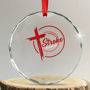 By The Grace Of God I'm A Survivor Stroke Awareness Crystal Glass Ornament TS11 Transparent Glass 3'' Circle Print Your Wear