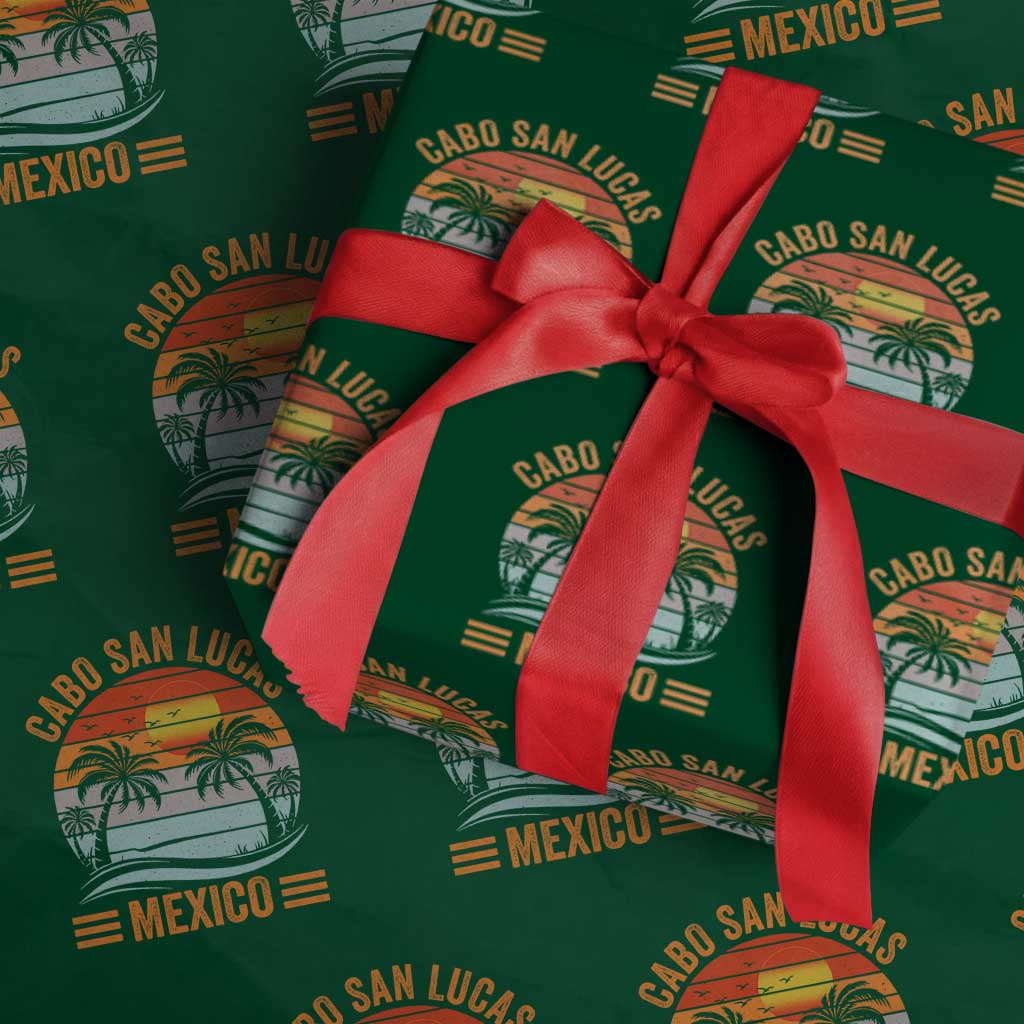 Cabo San Lucas Mexico Wrapping Paper Roll Beach Summer Vacation Family Trip Retro 70s TS10 Green Print Your Wear
