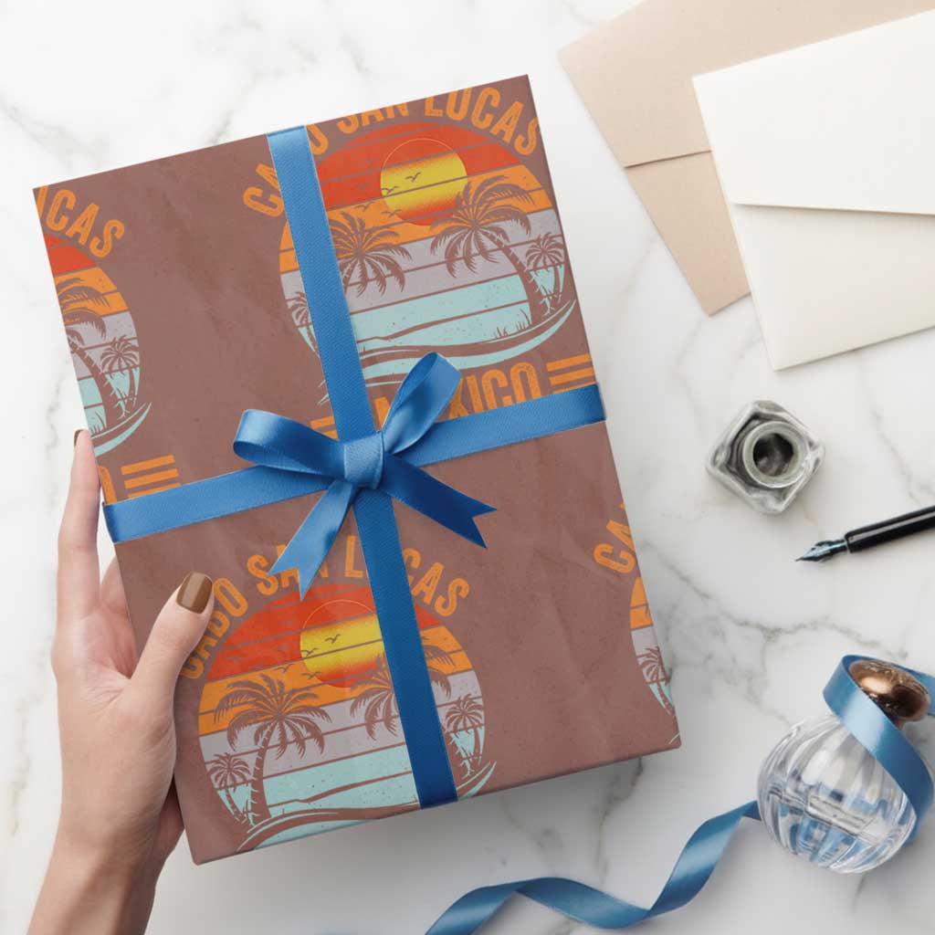 Cabo San Lucas Mexico Wrapping Paper Roll Beach Summer Vacation Family Trip Retro 70s TS10 Mocha Print Your Wear