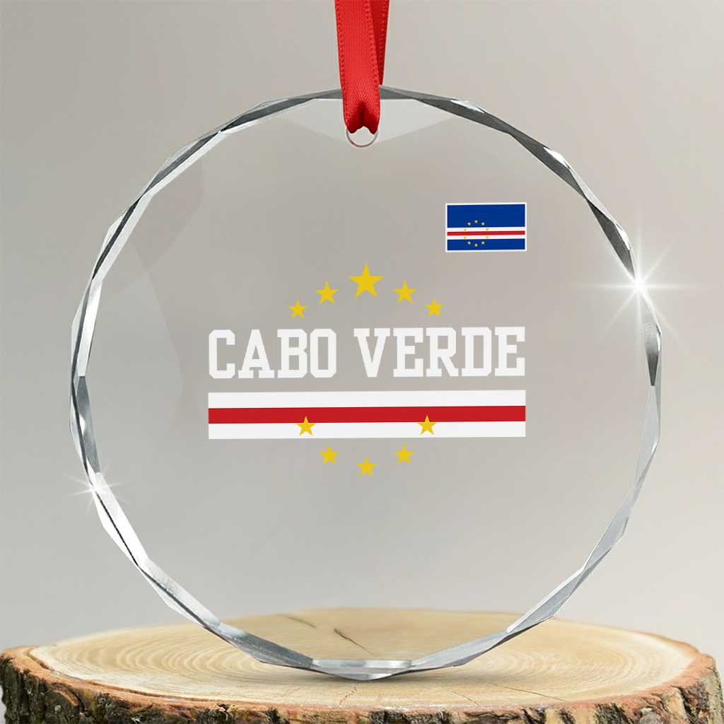 Cabo Verde Athletic Varsity Style Crystal Glass Ornament Cape Verde Flag Stars National Pride TS02 Transparent Glass 3'' Circle Print Your Wear