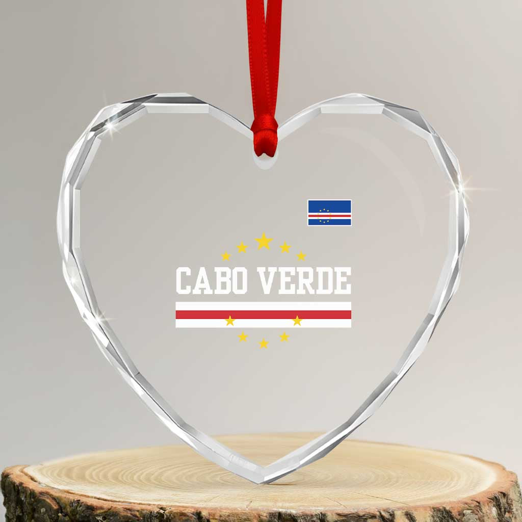 Cabo Verde Athletic Varsity Style Heart Crystal Glass Ornament Cape Verde Flag Stars National Pride TS02 Transparent Glass 3'' Heart Print Your Wear