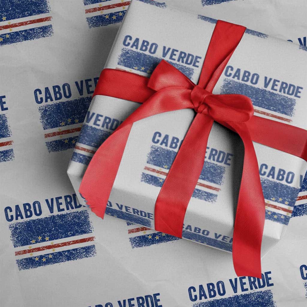 Cabo Verde Distressed Flag National Pride Wrapping Paper Roll Cape Verde Heritage Pride Retro Grunge Graphic TS02 White Print Your Wear