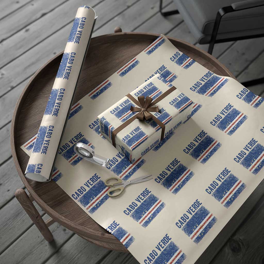 Cabo Verde Distressed Flag National Pride Wrapping Paper Roll Cape Verde Heritage Pride Retro Grunge Graphic