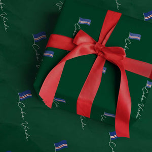 Cabo Verde Elegant Script Flag Graphic Wrapping Paper Roll Cape Verde Minimalist Cursive National Pride Gift