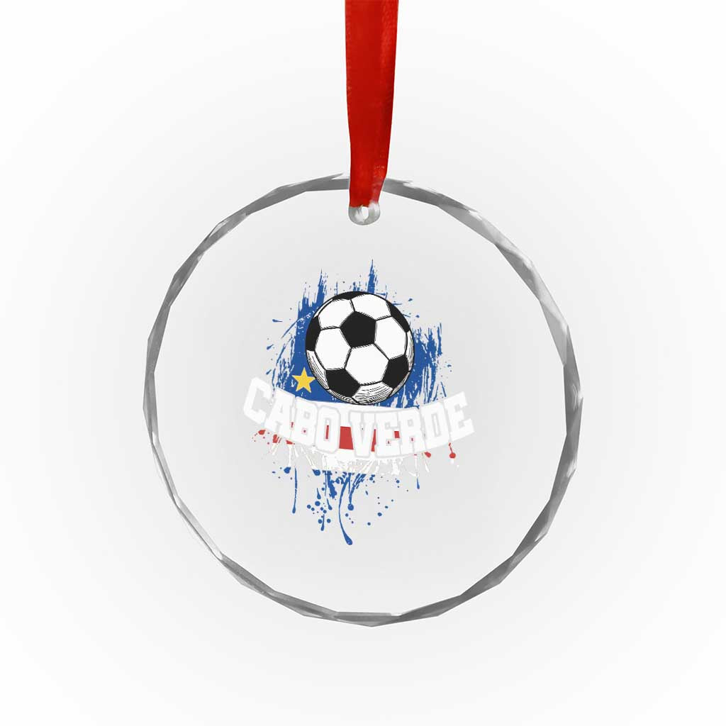 Cabo Verde Flag Football Graphic Crystal Glass Ornament Cape Verde Soccer Fans Artistic Pride