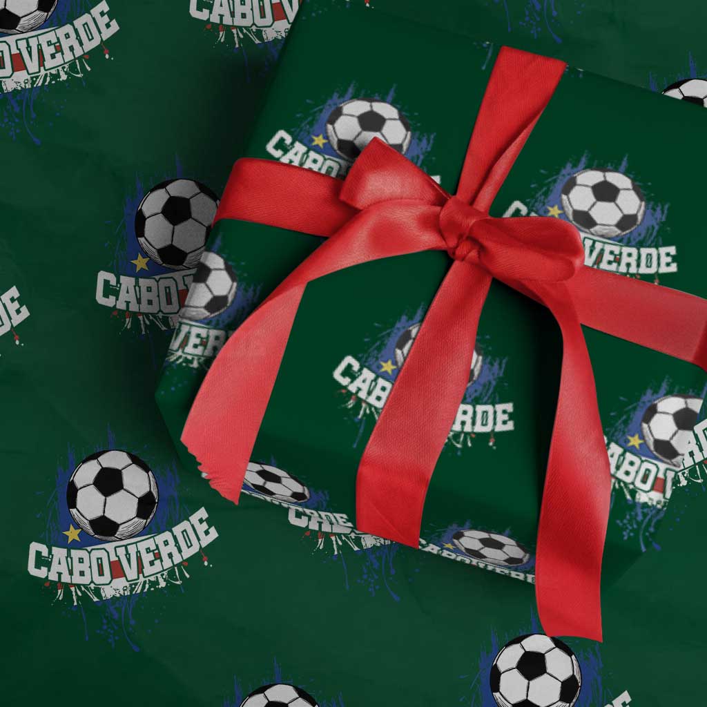 Cabo Verde Flag Football Graphic Wrapping Paper Roll Cape Verde Soccer Fans Artistic Pride