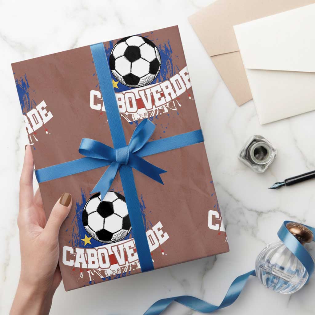 Cabo Verde Flag Football Graphic Wrapping Paper Roll Cape Verde Soccer Fans Artistic Pride