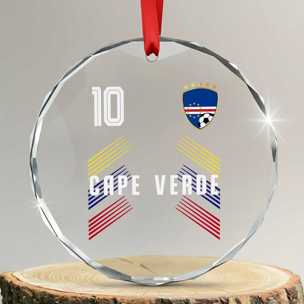 Cabo Verde Football Crest Pride Jersey Style Crystal Glass Ornament Cape Verde Soccer Fan Number 10 Athletic TS02 Transparent Glass 3'' Circle Print Your Wear